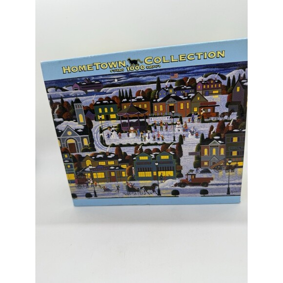 Vintage Hometown Collection SNOWMAN CONTEST 1000 PCS Puzzle The Artist Heronim - Picture 1 of 7